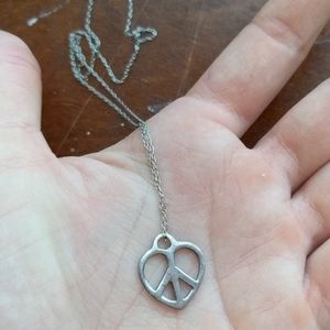 Sterling silver peace sign heart necklace